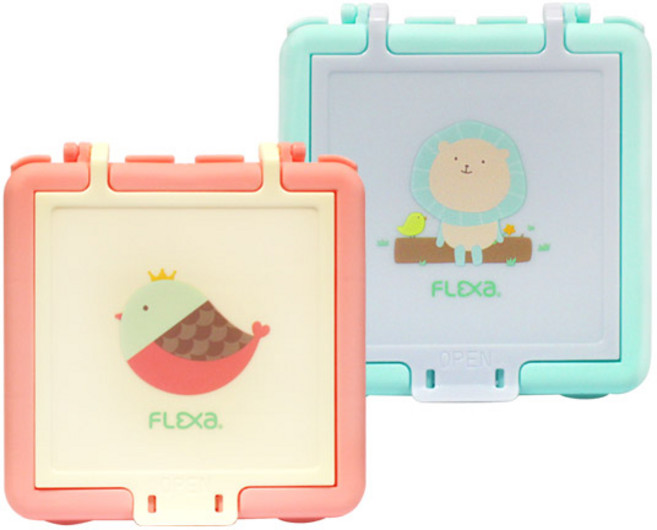 플렉사 치즈 컷팅 케이스 핑크 버드 + 민트 라이언, 1세트