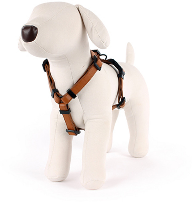 구바스 모던클래식 가죽 강아지목줄, S, 브라운