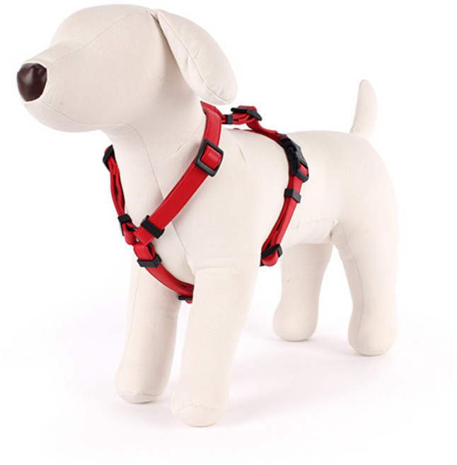 구바스 모던클래식 가죽 강아지목줄, S, 레드