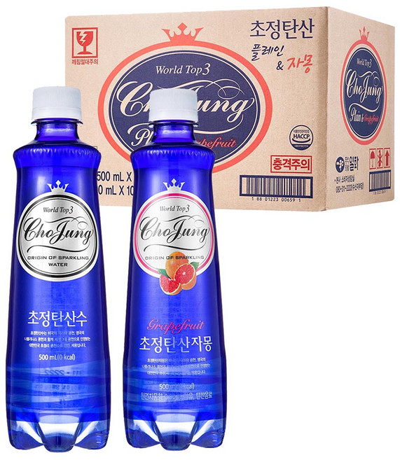 초정탄산수 플레인 500ml x 15p + 자몽 500ml x 5p, 1세트