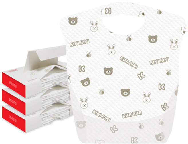 키니비니 일회용 아기방수턱받이 12p, 혼합색상, 12매, 3개