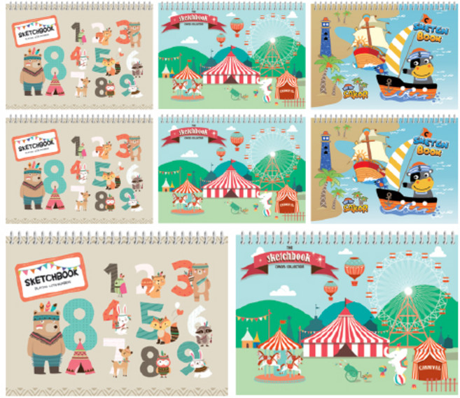 다다 캐릭터 스케치북 랜덤 발송, 345 x 248 mm, 26매, 8개