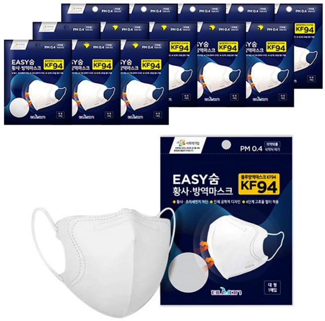 이지숨 황사마스크 대형 KF-94, 1개입, 14개