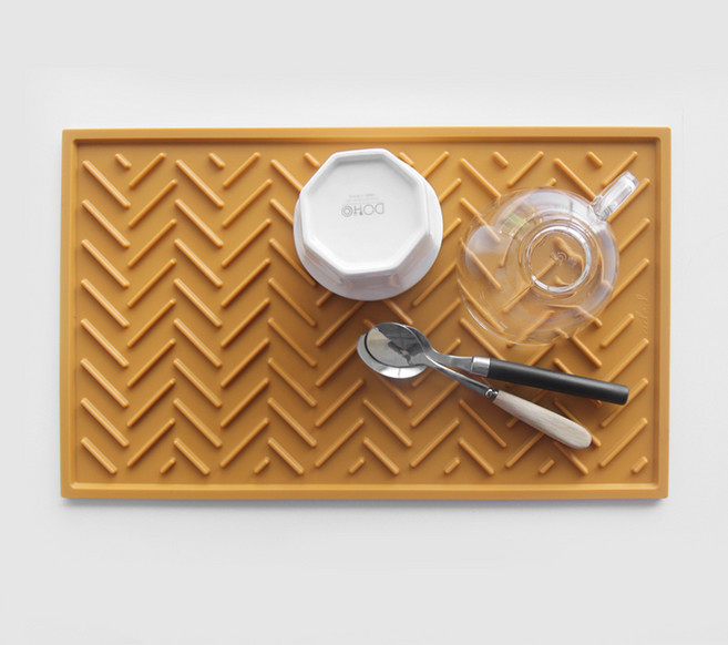 에이드엘 헤링본 실리콘 Plus 식기건조매트, 머스타드, 1개