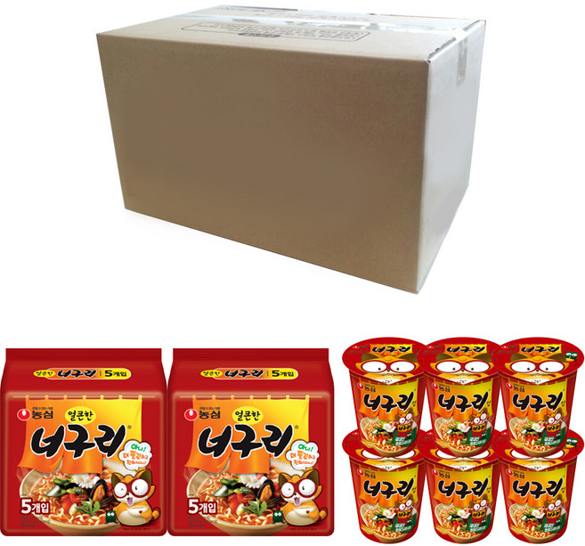 농심 얼큰너구리 라면 멀티 120g x 10p + 컵 62g x 6p, 1세트