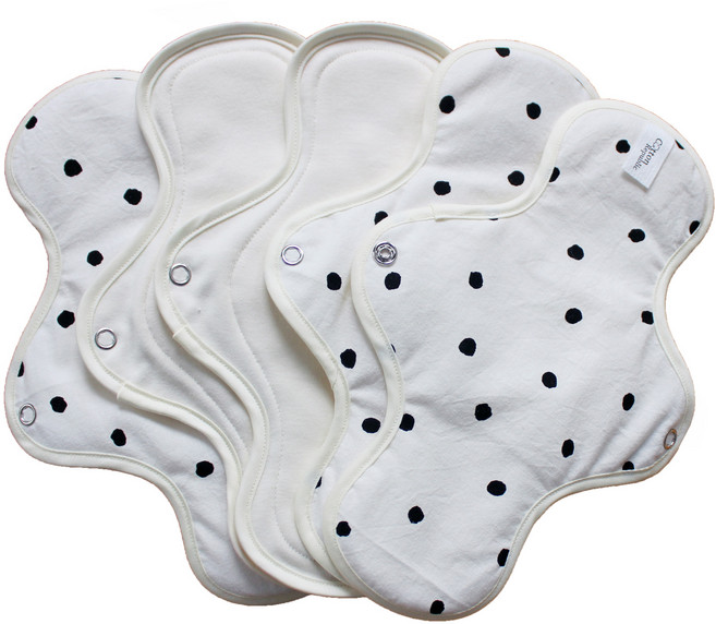 코튼리퍼블릭 면생리대 순면 슬림 블랙도트, 1개입, 5개, 중형