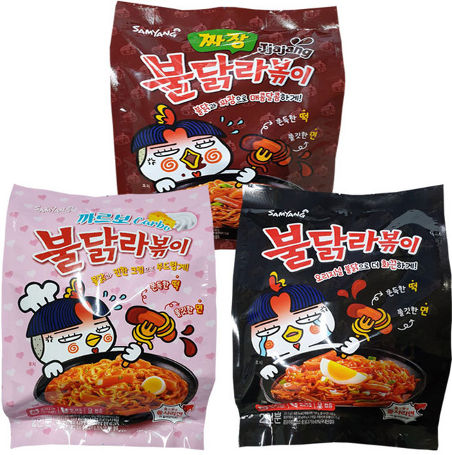 삼양 불닭라볶이 331.5g + 까르보 불닭라볶이 332g + 짜장 불닭라볶이 321.5g, 1세트