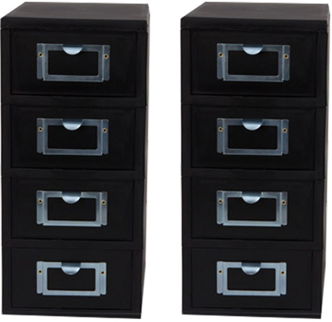 데코 미니 서랍장 2p, 블랙, 4단