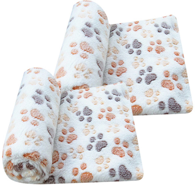 블럭마트 벨벳 강아지 담요, 베이지, 2개