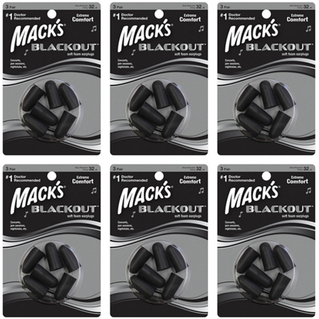Macks 수면 귀마개 블랙아웃, 6개, 6개입