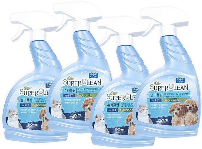 벨버드 슈퍼클린 반려동물용 탈취제, 1L, 4개