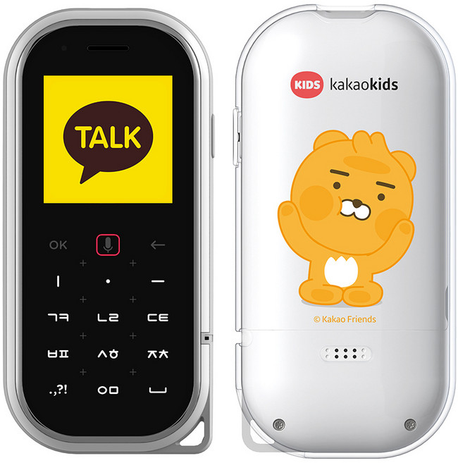 카카오키즈 6개월 선불 휴대폰 핀플레이 + 리틀 라이언 실리콘 케이스, KP-P300, 혼합 색상