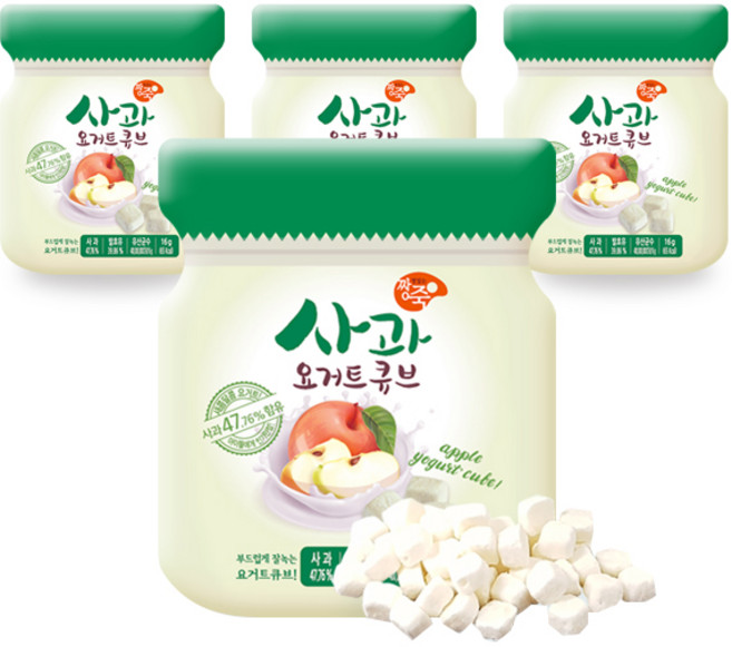 짱죽 요거트큐브 간식, 사과, 4개, 16g