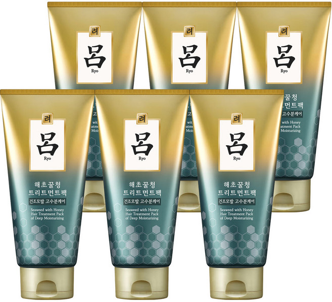 려 해초꿀청 트리트먼트 헤어팩, 300ml, 6개