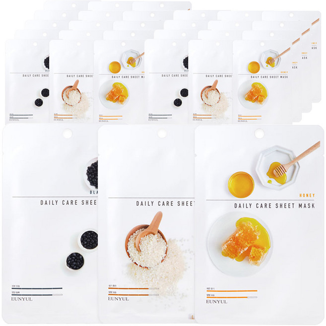 은율 데일리케어 시트 마스크팩 보습관리 검은콩 10p + 라이스 10p + 허니 10p, 30개입, 1개