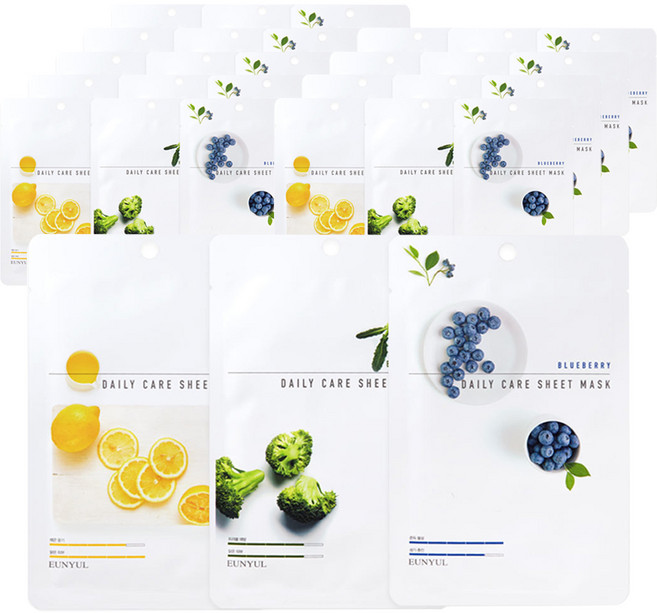 은율 데일리케어 시트 마스크팩 광채피부 비타민 10p + 브로콜리 10p + 블루베리 10p, 1개입, 1개