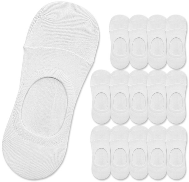 양말공장 여성용 자물쇠밴드 스포츠 페이크삭스 세트, 화이트, 15개