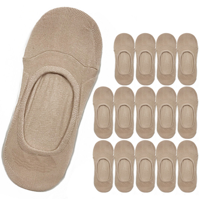 양말공장 여성용 자물쇠밴드 스포츠 페이크삭스 세트, 베이지, 15개