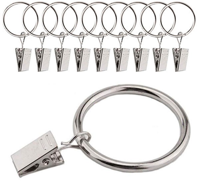 아이프렌즈 메탈릭 커튼 집게링 32mm, 실버, 10개