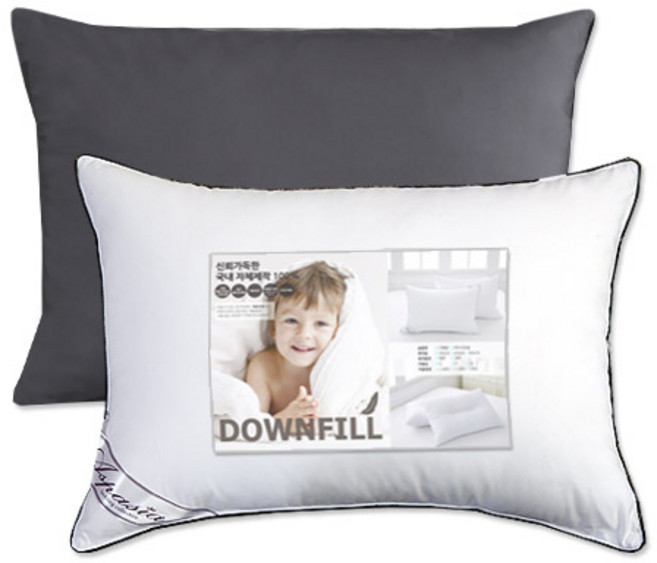 아임리빙 중량업 블랙라인 호텔용 마이크로다운필 베개솜 + 하이엔드 베개커버, 차콜, 1개