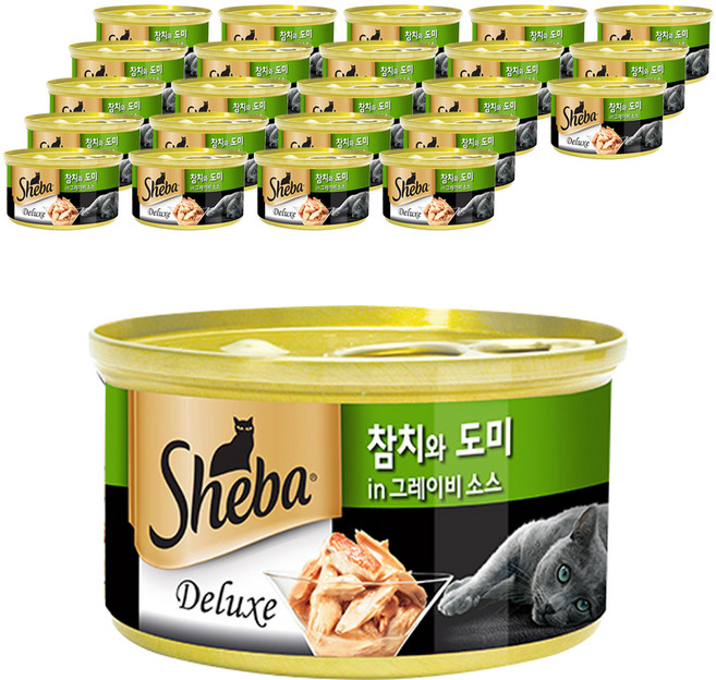 쉬바 1세 이상 고양이 간식 캔, 혼합맛(참치/도미), 85g, 24개