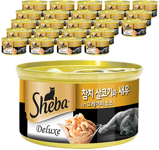쉬바 고양이 간식캔, 참치+새우, 85g, 24개