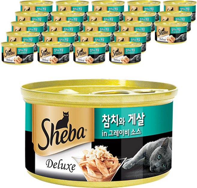 쉬바 1세 이상 고양이 간식 캔, 혼합맛(참치/게살), 85g, 24개