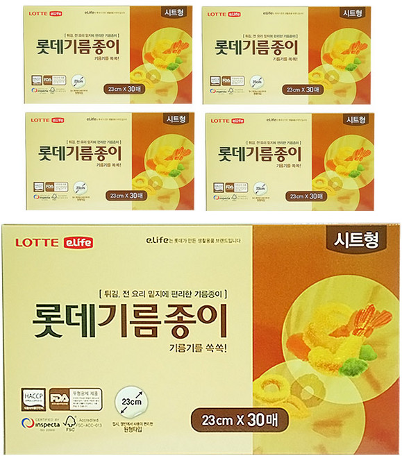 롯데이라이프 기름종이 시트형, 30개입, 5개