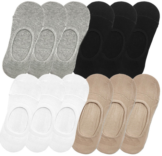 양말공장 여성용 자물쇠밴드 스포츠 페이크삭스 세트, 화이트3,그레이3,블랙3,베이지3, 12개