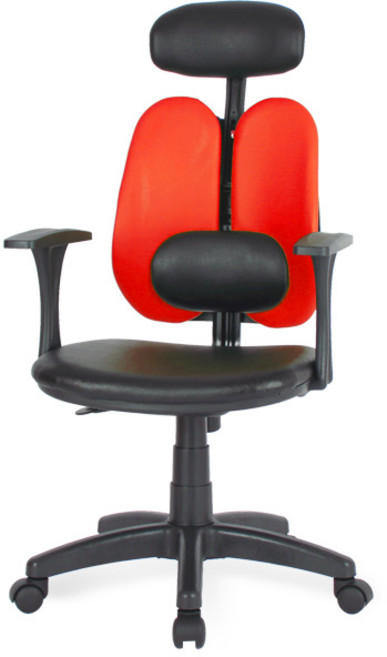 청심의자 휴먼C형 요추헤더형 우레탄바퀴 인조가죽 의자, 와인