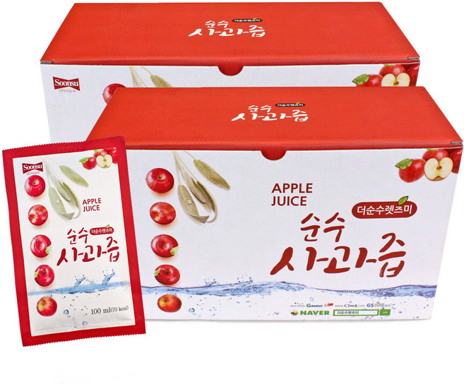 더순수렛츠미 순수 사과즙, 100ml, 60개