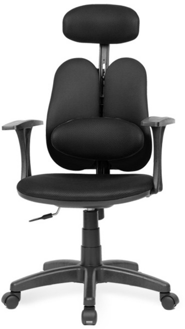 청심의자 휴먼D형 대요추헤더형 우레탄바퀴 메쉬원단 의자, 블랙