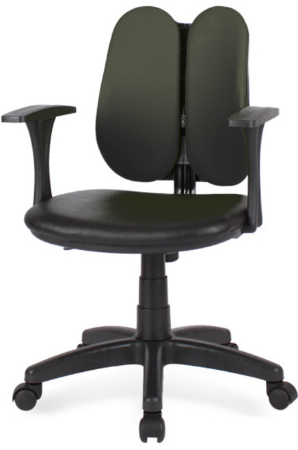 청심의자 휴먼A형 노헤드 우레탄바퀴 인조가죽 의자, 블랙