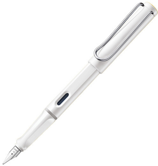 LAMY 사파리 만년필 + 병잉크 세트, F, 샤이니화이트