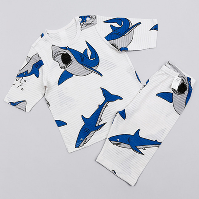 Maykids 男童款鯊魚印花7分袖家居服套裝