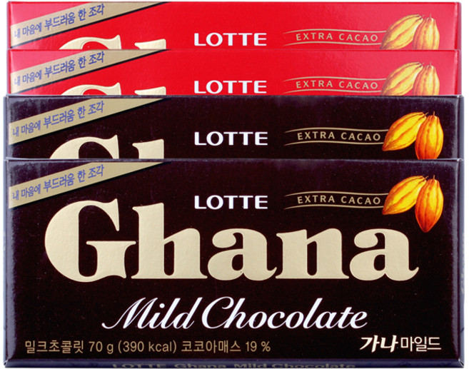 롯데제과 가나 마일드 70g x 2p + 밀크 70g x 2p, 1세트