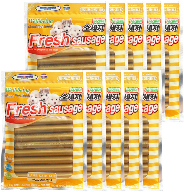헬로도기 강아지 고양이 후레시 소세지 8p, 양고기맛, 120g, 10개