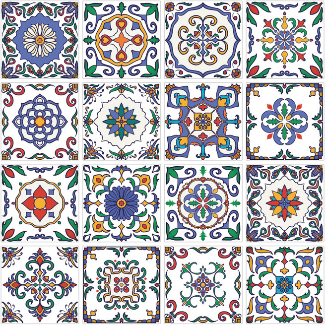 셀프 인테리어 북유럽 타일스티커 16p 세트, 산타렝(TAD160415 10)