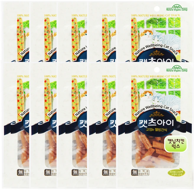 캣츠아이 캣닙 치킨 믹스 간식, 닭, 22g, 10개 - 쿠팡