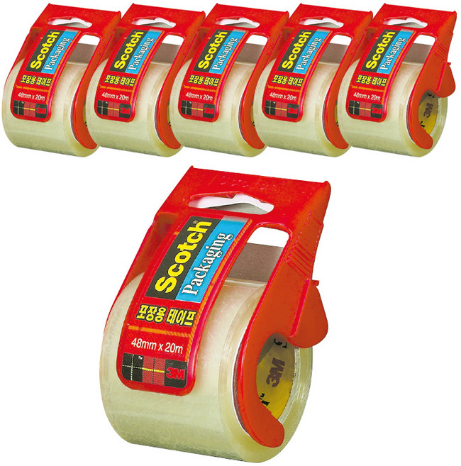 스카치 미니 포장용 테이프 디스펜서 132D, 투명, 6개입