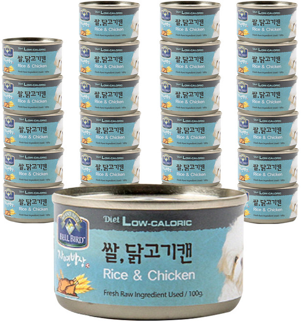 벨버드 애완동물 자연밥상 원형캔 간식, 혼합맛(쌀/닭고기), 100g, 24개