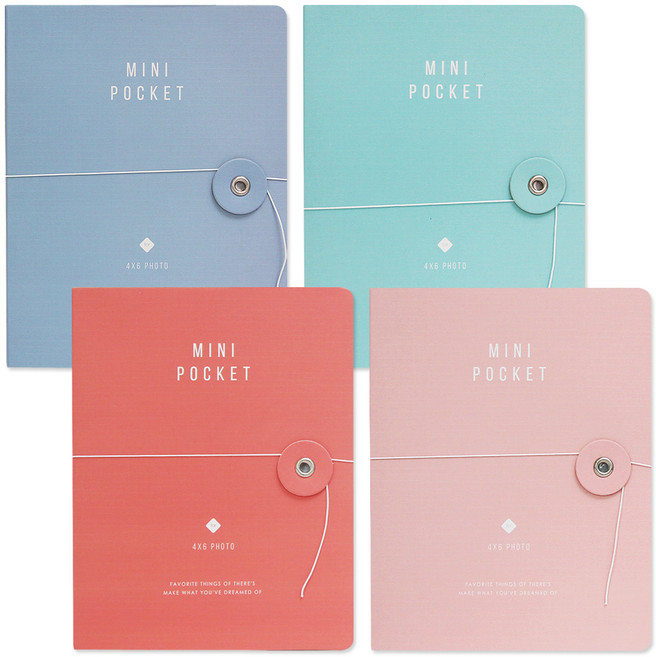 데얼스 4X6 미니포켓 앨범 4p, 민트, 핑크, 블루, 토마토, 20매