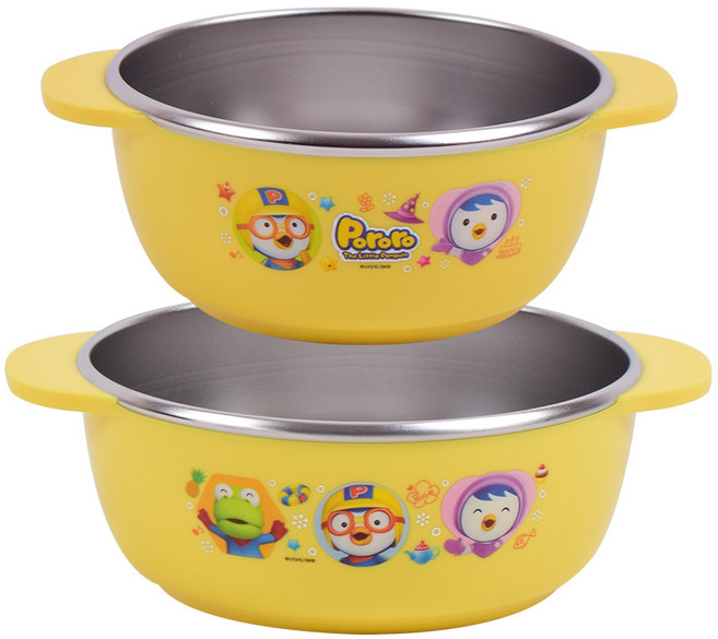 릴팡 뽀로로 논슬립 스텐 공기대접세트, 혼합 색상, 1세트