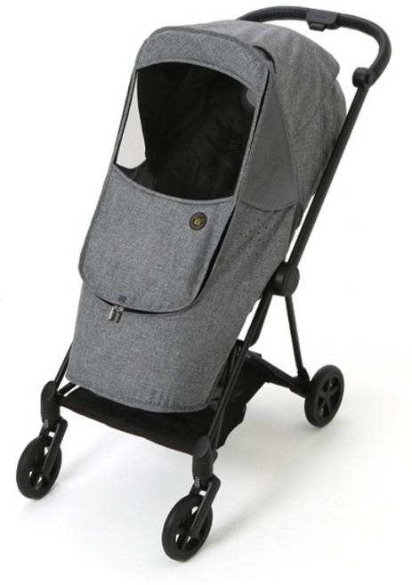MomNest CYBEX MIOS嬰兒車專用雨罩, 黑灰色
