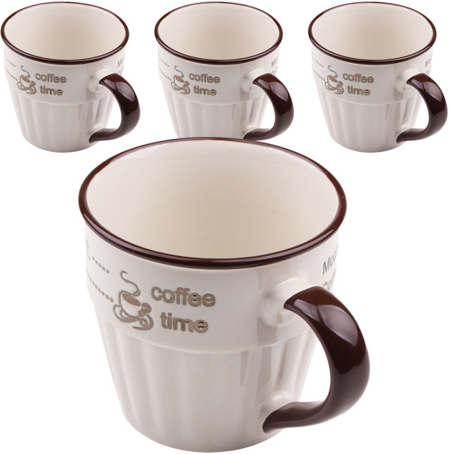 블룸엣홈 까페빈티지 머그컵 중 300ml, 화이트, 4개