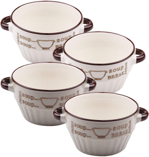 블룸엣홈 까페빈티지 라면그릇 화이트 2p + 그레이 2p, 혼합 색상, 1세트