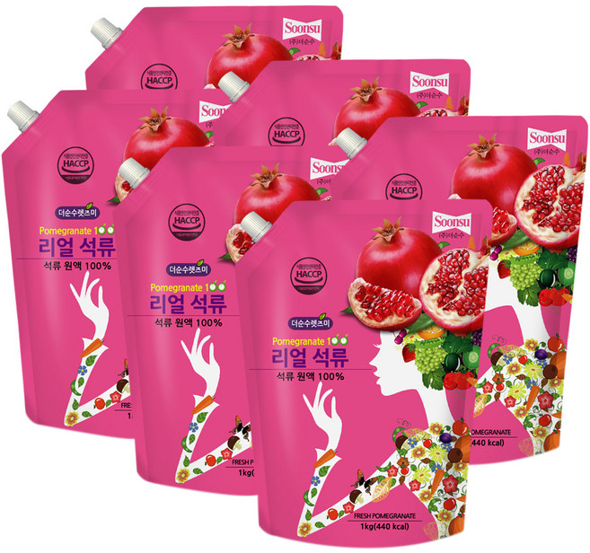 더순수렛츠미 리얼 석류 원액 100%, 1kg, 6개