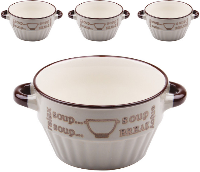 블룸엣홈 까페빈티지 라면그릇, 그레이, 4개