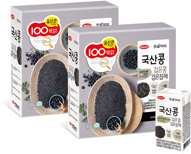 완전두유 한미 국산콩 검은콩 검은참깨 두유, 190ml, 32개