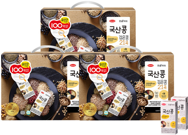 완전두유 한미 국산콩 검은콩 21곡 두유, 190ml, 72개